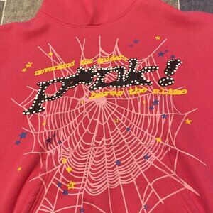 Aunthentic Pink sp5der hoodie mens size medium